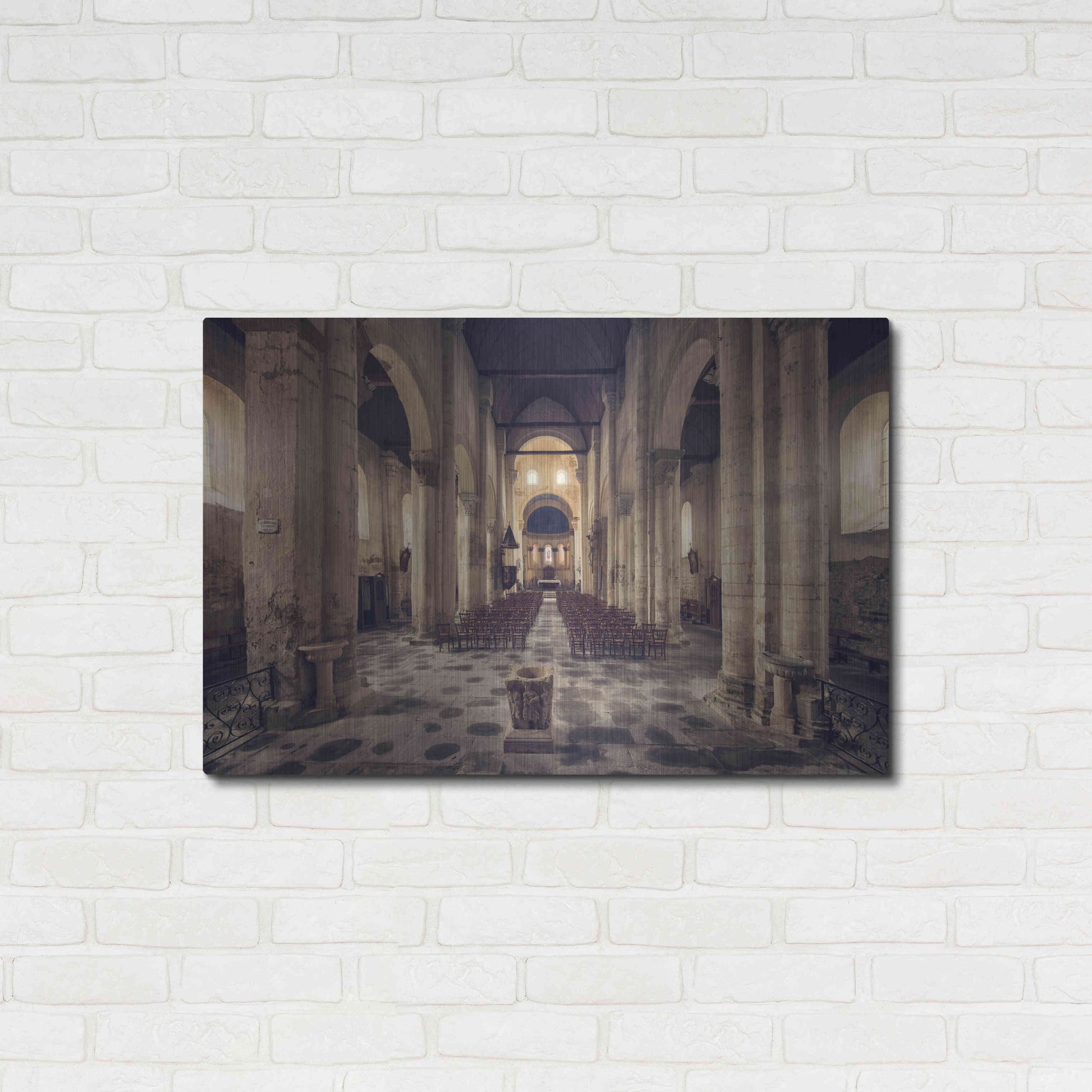 Luxe Metal Art 'Inside the Church' by Sebastien Lory, Metal Wall Art,36x24