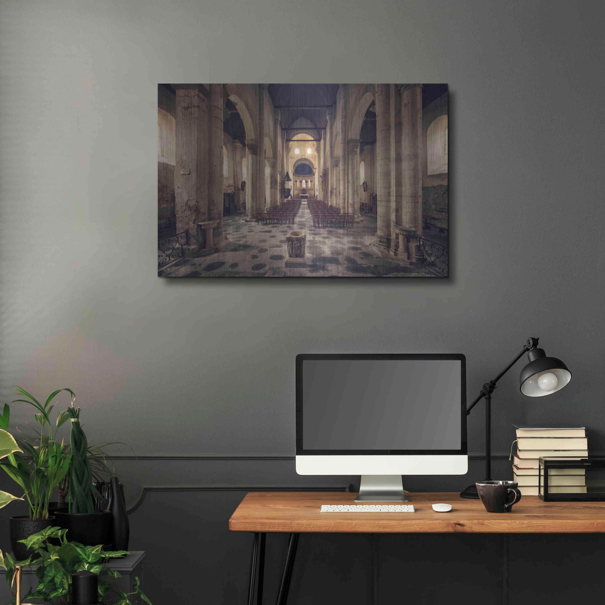 Luxe Metal Art 'Inside the Church' by Sebastien Lory, Metal Wall Art,36x24