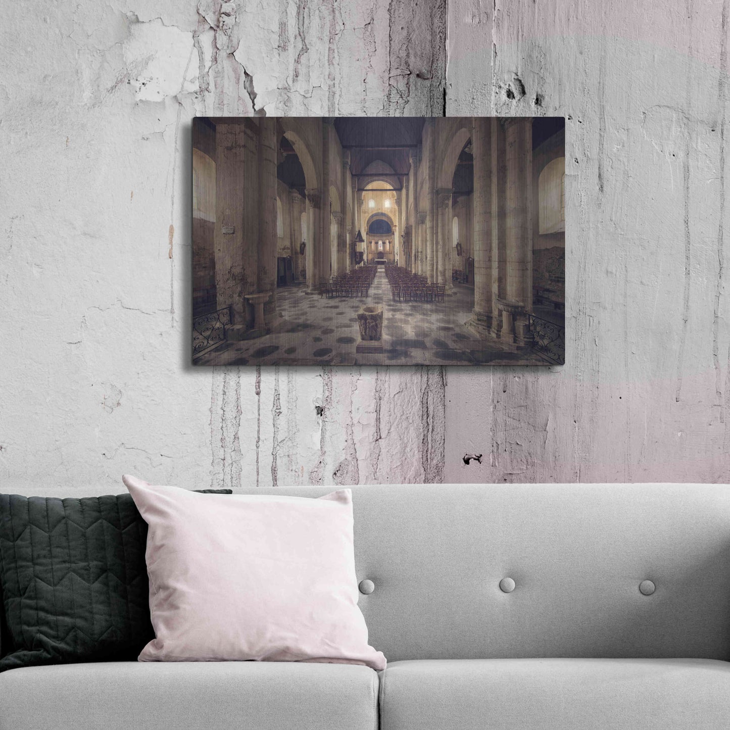 Luxe Metal Art 'Inside the Church' by Sebastien Lory, Metal Wall Art,36x24