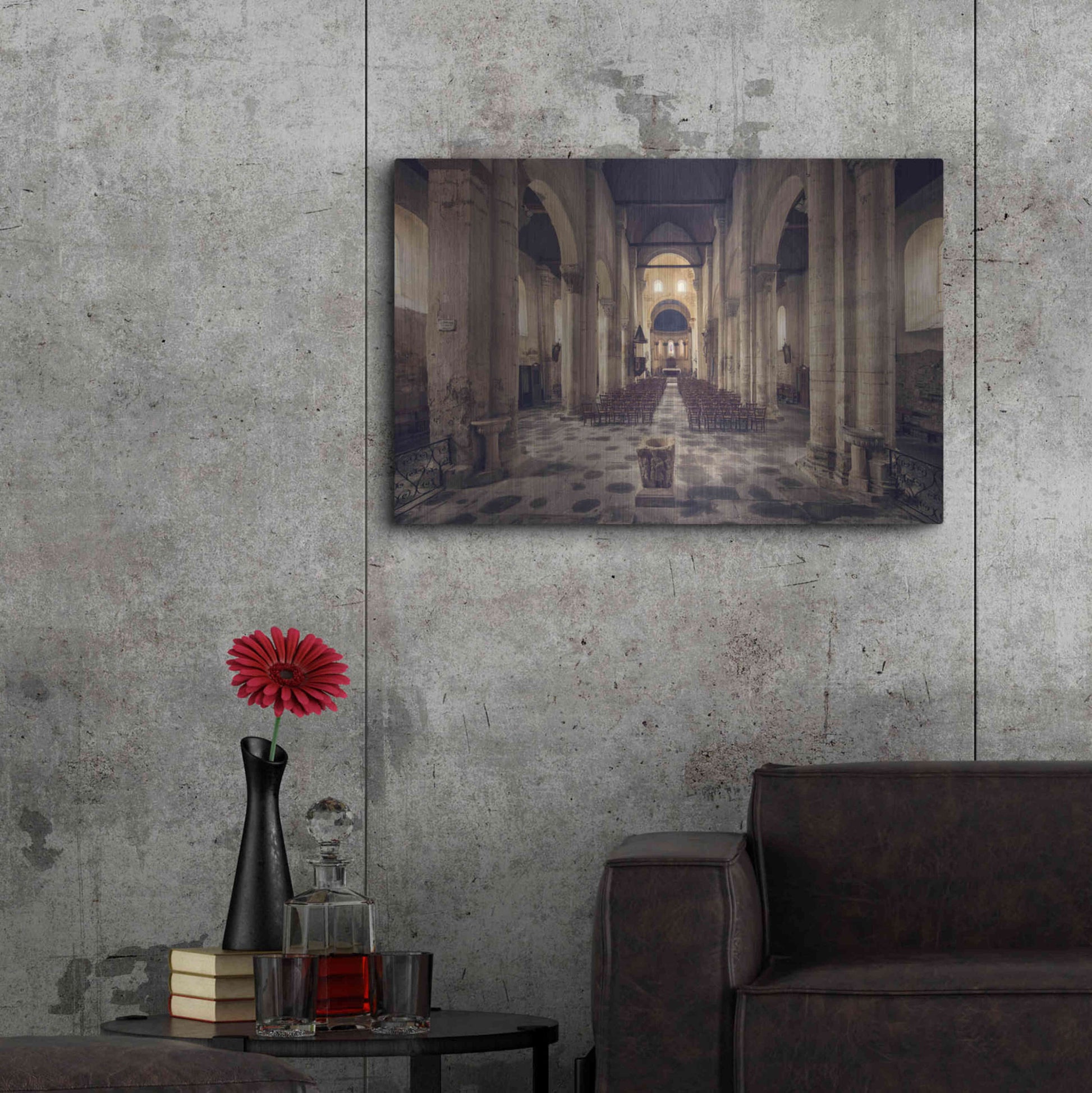 Luxe Metal Art 'Inside the Church' by Sebastien Lory, Metal Wall Art,36x24