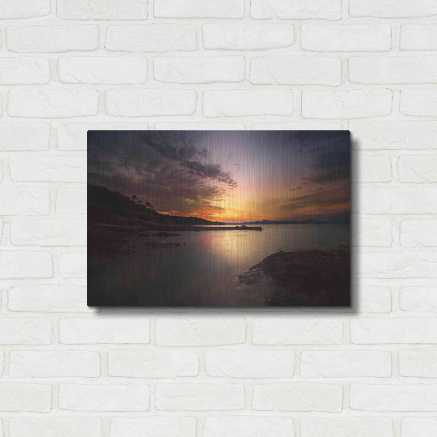 Luxe Metal Art 'Fiery Sunset' by Sebastien Lory, Metal Wall Art,24x16