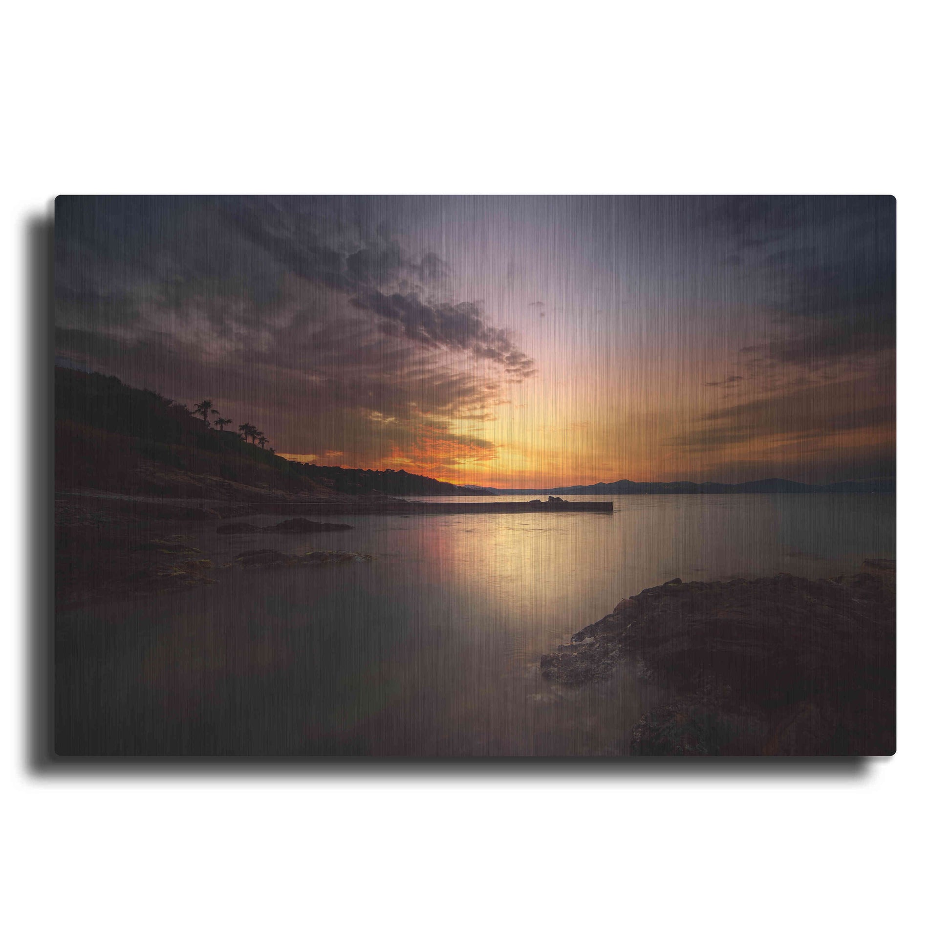 Luxe Metal Art 'Fiery Sunset' by Sebastien Lory, Metal Wall Art