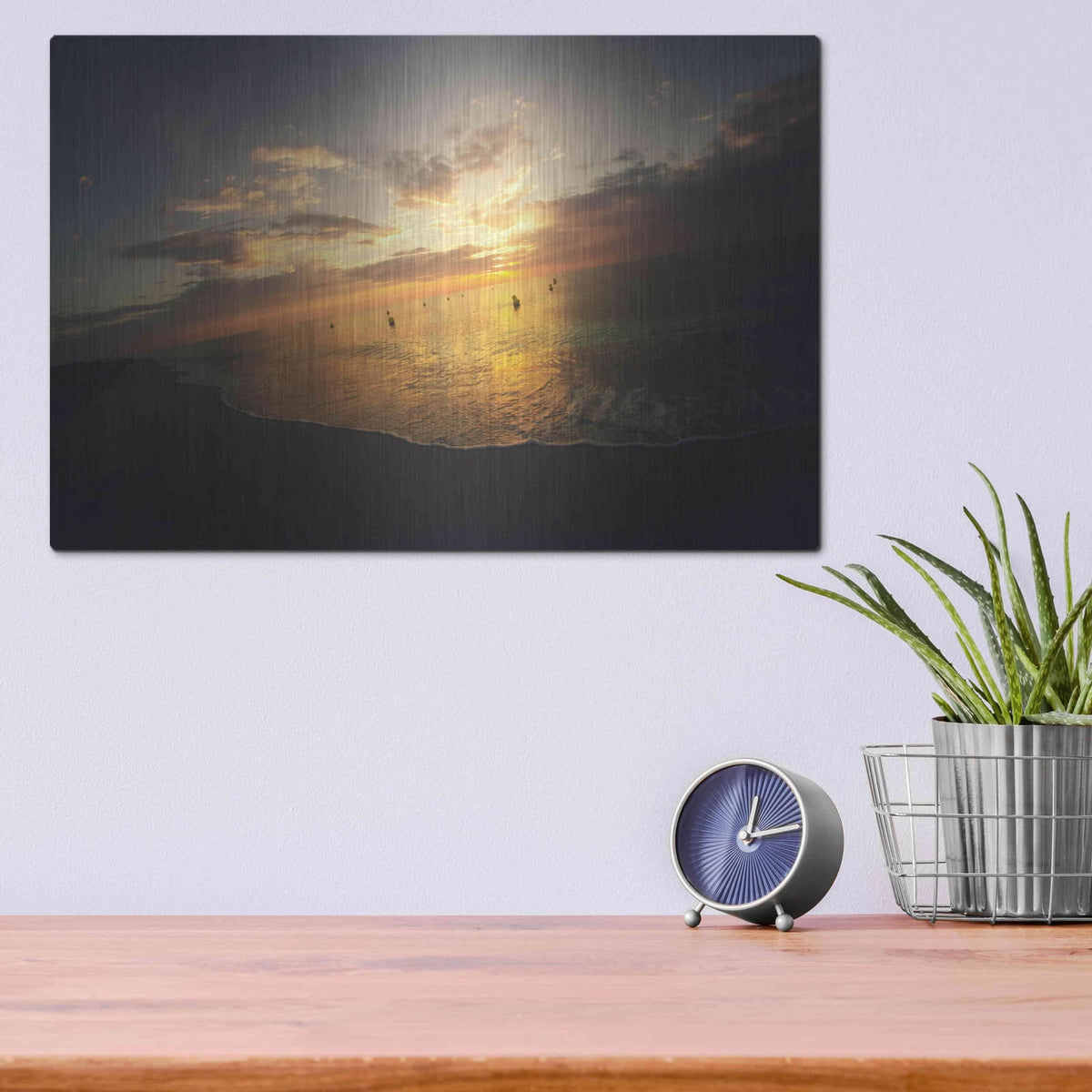 'Fiery Ocean' by Sebastien Lory – Metal Wall Art, 16x12 room view