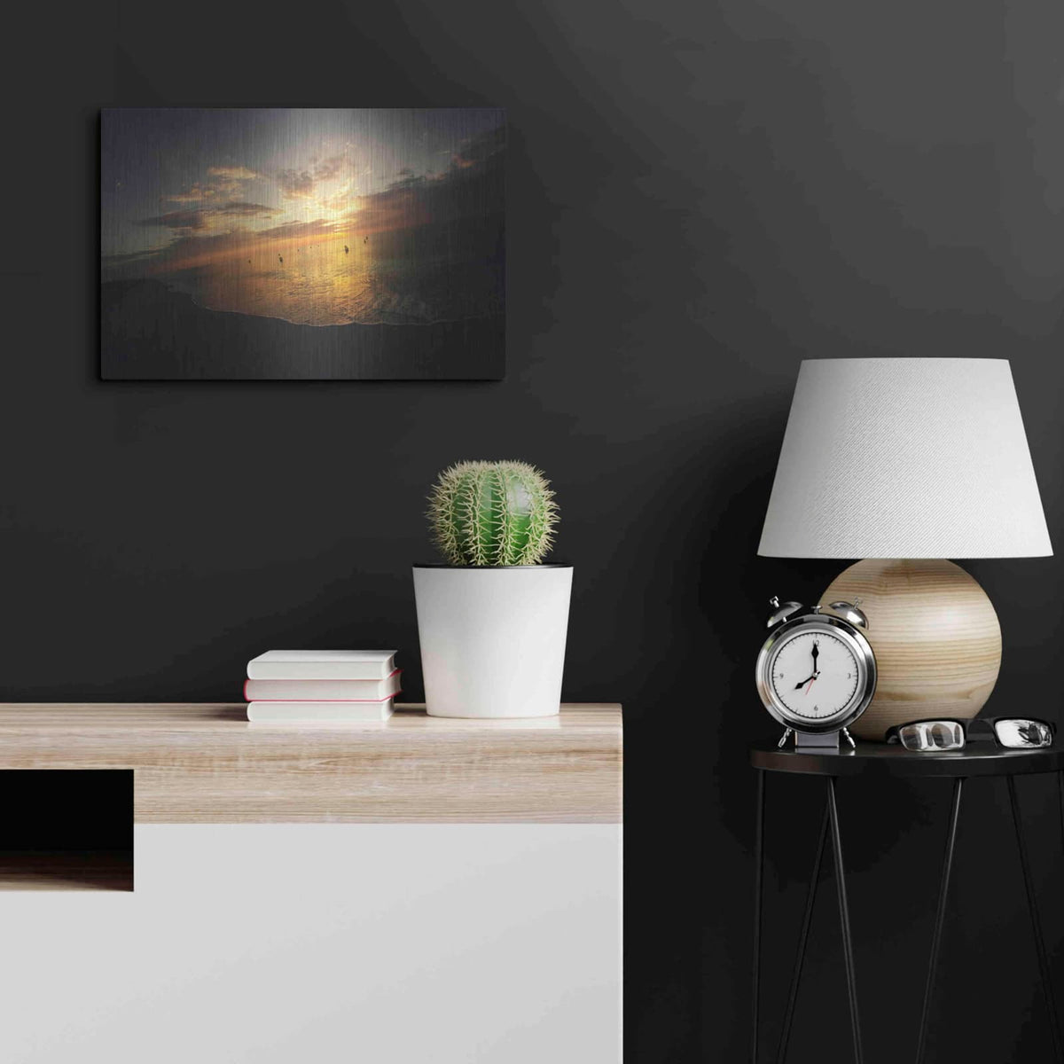 'Fiery Ocean' by Sebastien Lory – Metal Wall Art, 24x16 room view