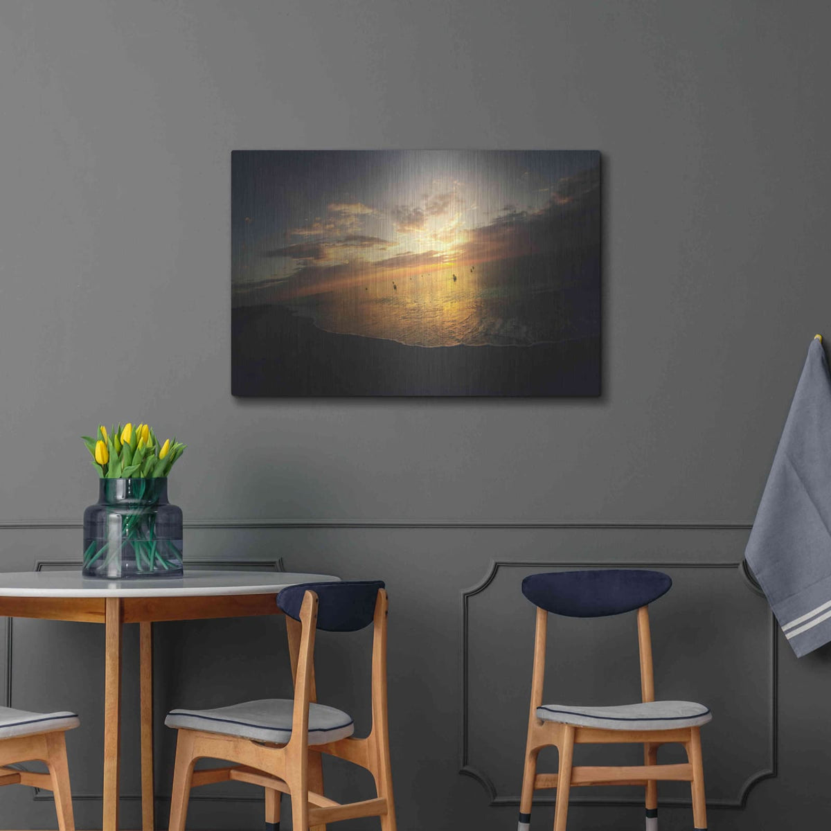'Fiery Ocean' by Sebastien Lory – Metal Wall Art, 36x24 room view