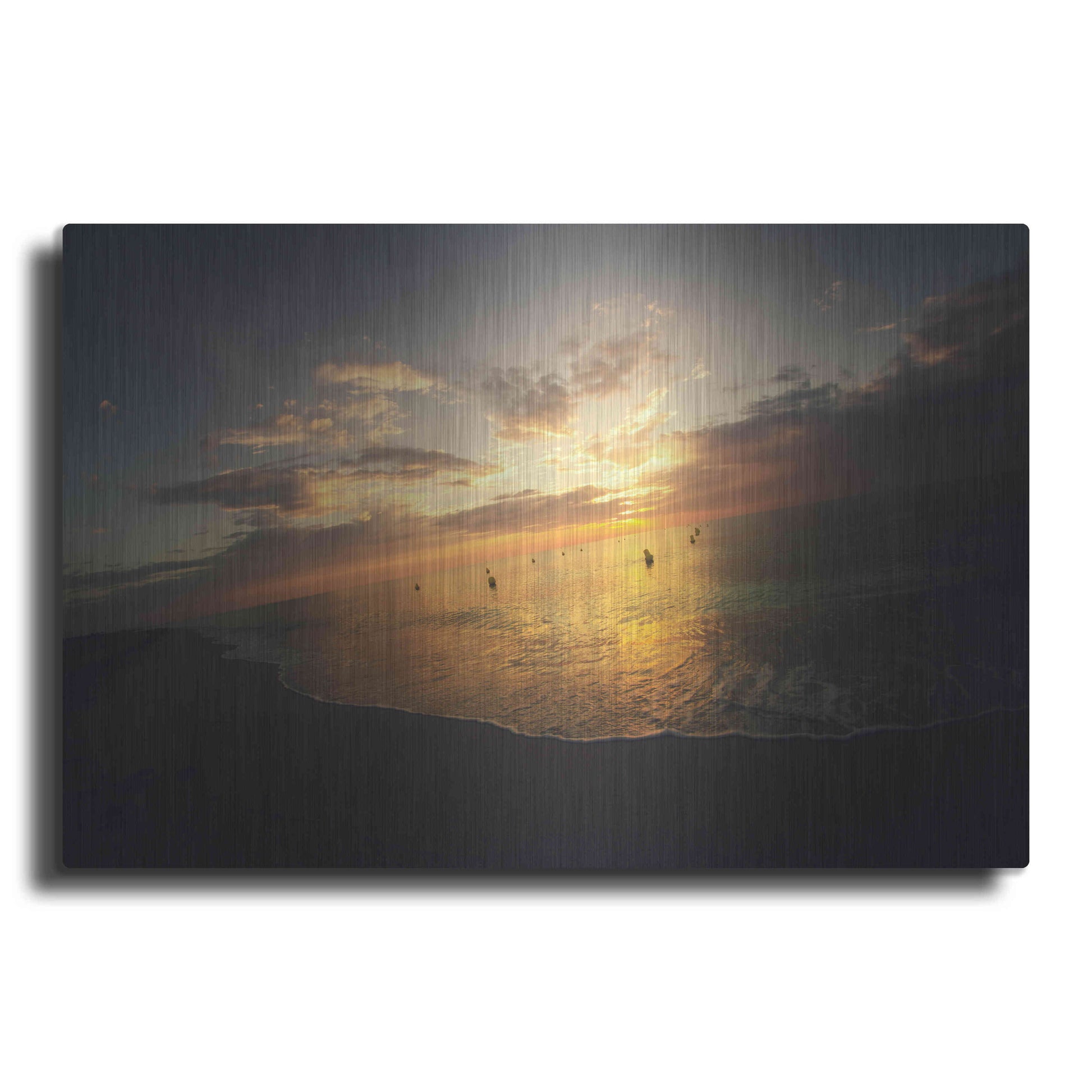 Luxe Metal Art 'Fiery Ocean' by Sebastien Lory, Metal Wall Art