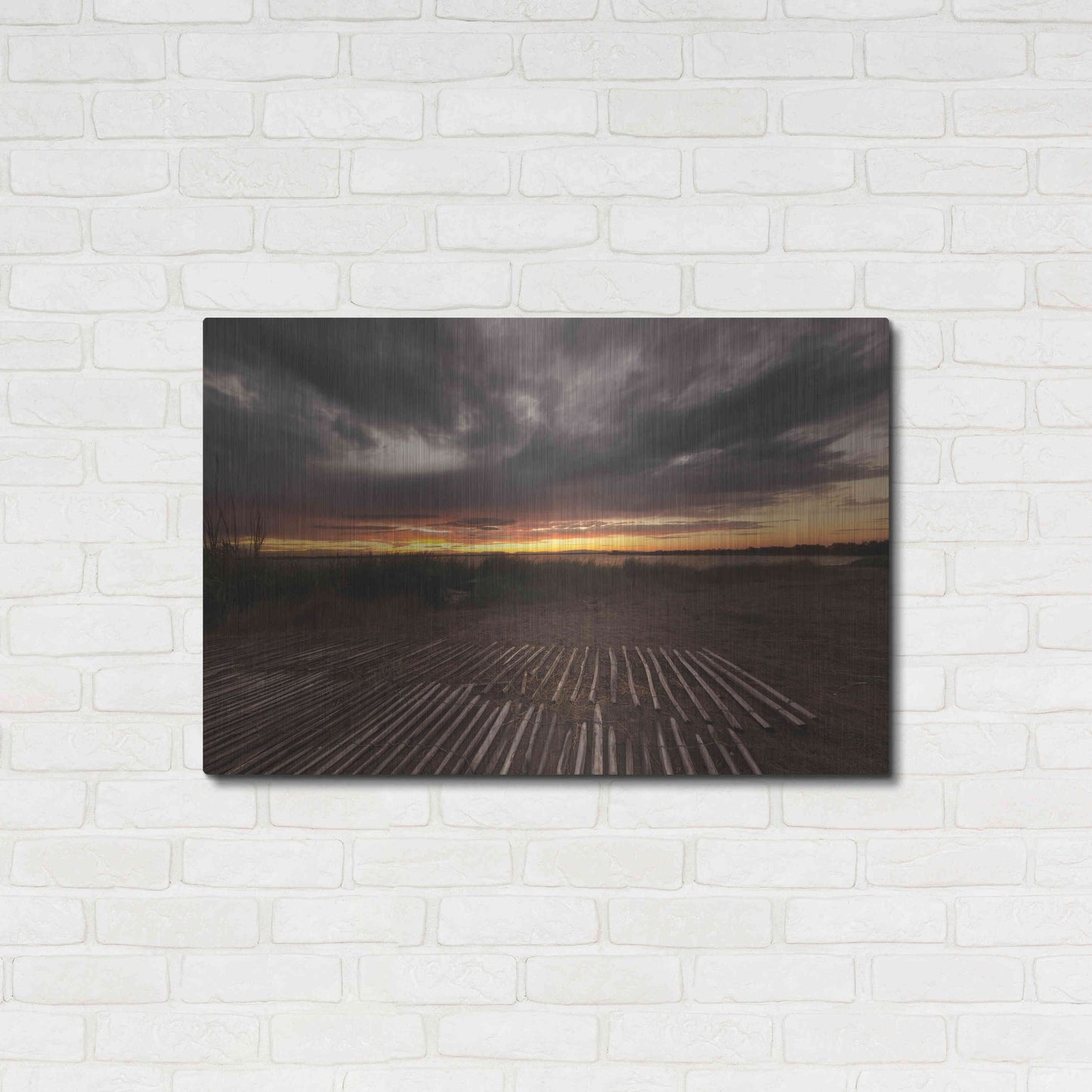 Luxe Metal Art 'Stormy Sunset' by Sebastien Lory, Metal Wall Art,36x24