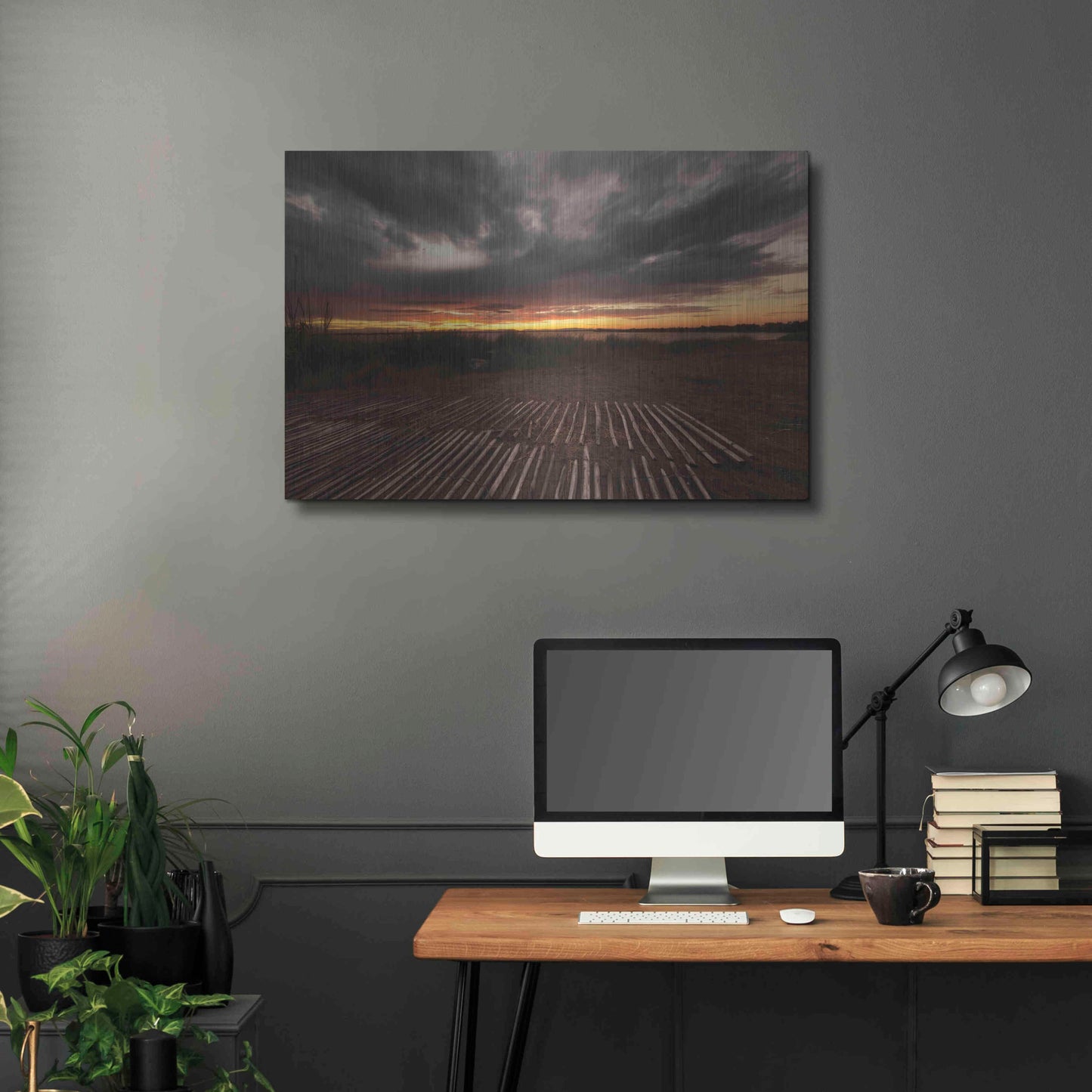 Luxe Metal Art 'Stormy Sunset' by Sebastien Lory, Metal Wall Art,36x24