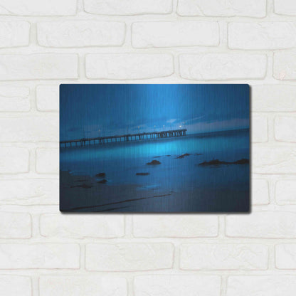 Luxe Metal Art 'Blue Hour Pier' by Sebastien Lory, Metal Wall Art,16x12