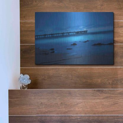 Luxe Metal Art 'Blue Hour Pier' by Sebastien Lory, Metal Wall Art,16x12