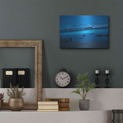 Luxe Metal Art 'Blue Hour Pier' by Sebastien Lory, Metal Wall Art,16x12