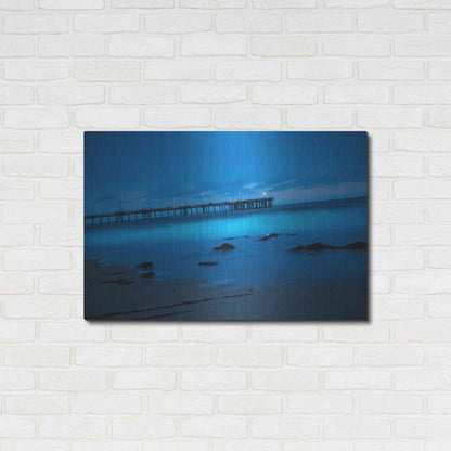 Luxe Metal Art 'Blue Hour Pier' by Sebastien Lory, Metal Wall Art,36x24