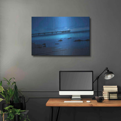 Luxe Metal Art 'Blue Hour Pier' by Sebastien Lory, Metal Wall Art,36x24