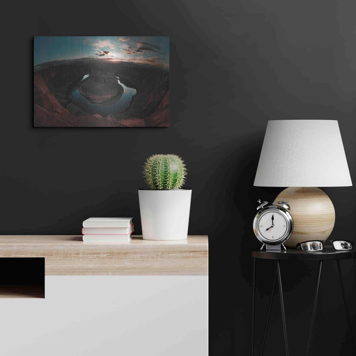 'Horseshoe Bend Sunset' by Sebastien Lory – Metal Wall Art, 24x16 room view