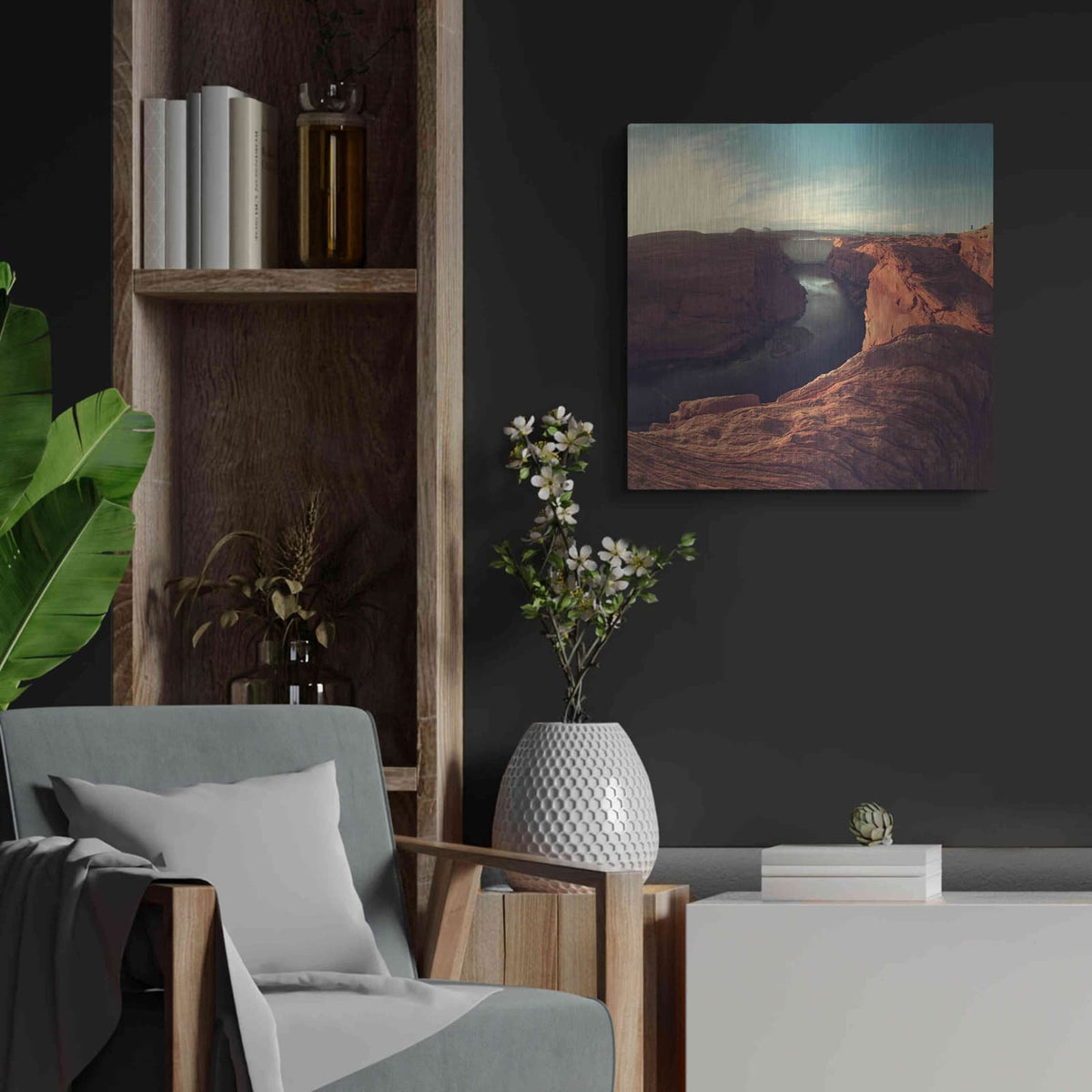 'Mistery Canyon II' by Sebastien Lory – Metal Wall Art, 24x24 room view