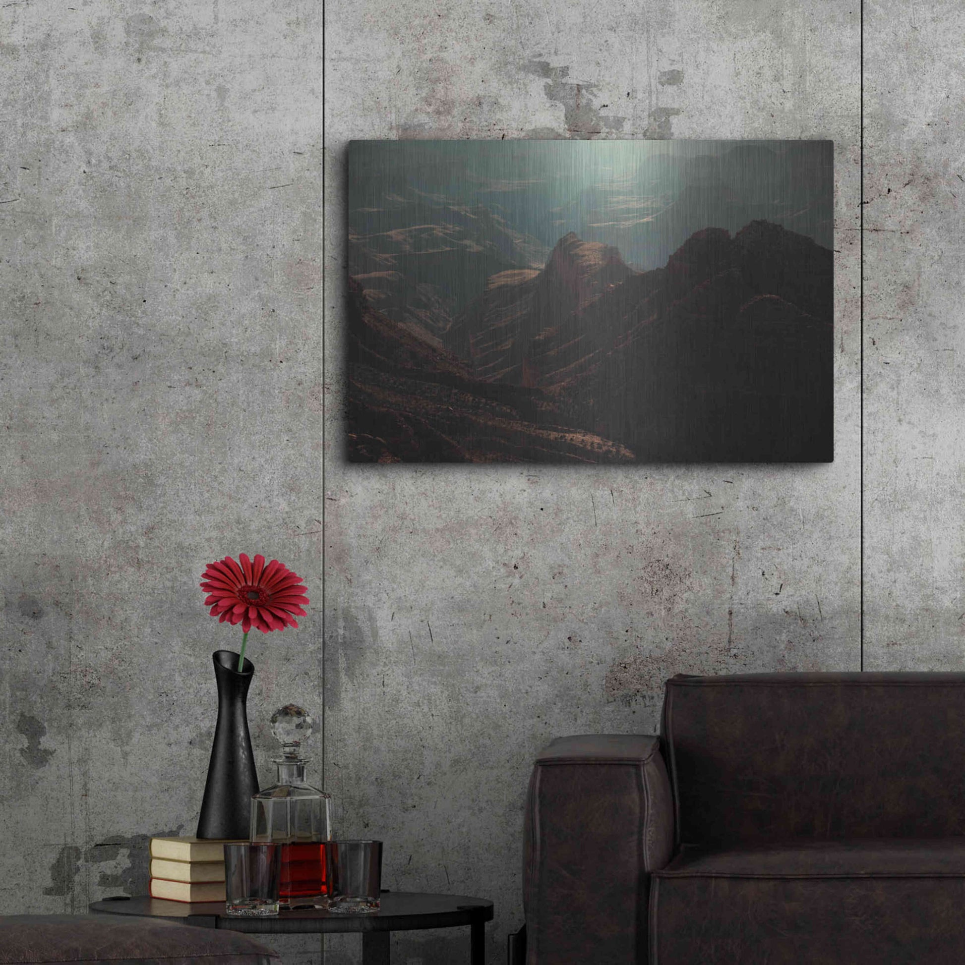 Luxe Metal Art 'Mountains' by Sebastien Lory, Metal Wall Art,36x24