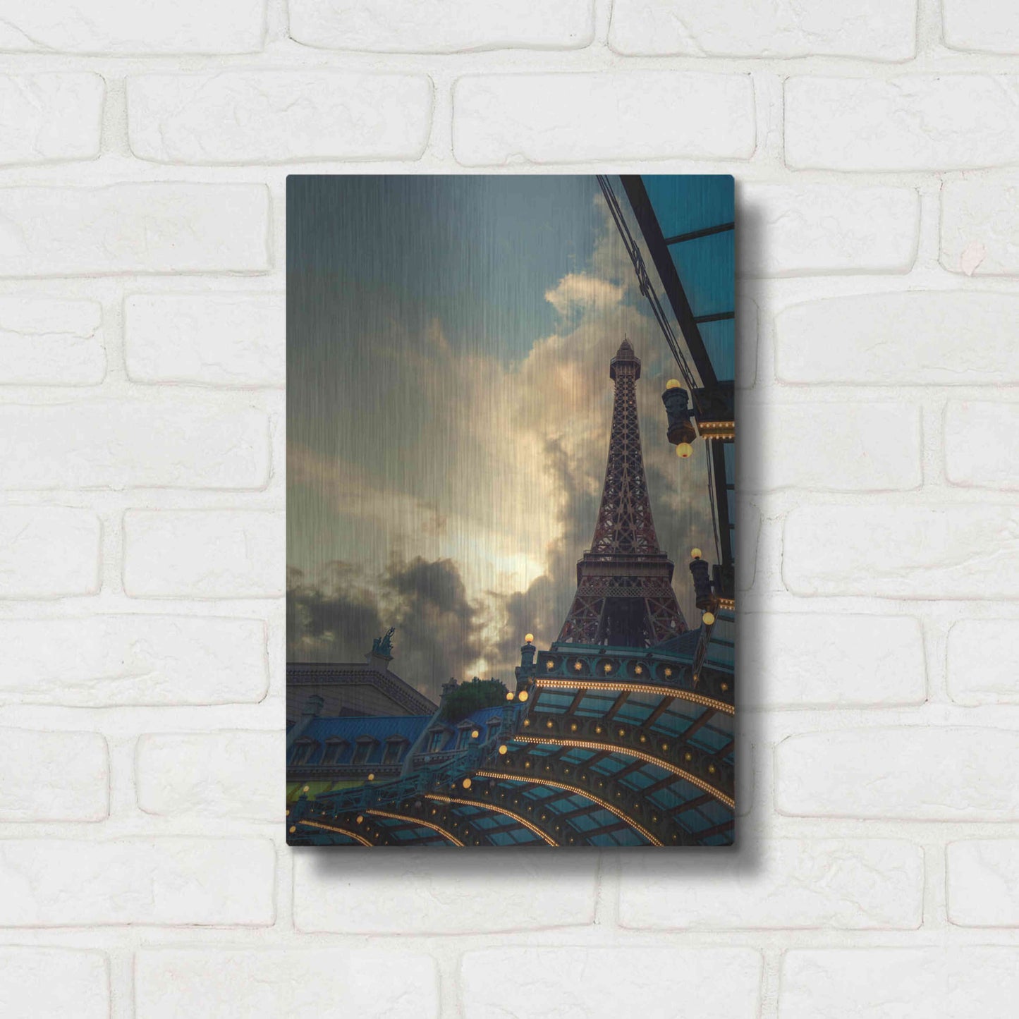 Luxe Metal Art 'Eiffel Vegas' by Sebastien Lory, Metal Wall Art,12x16