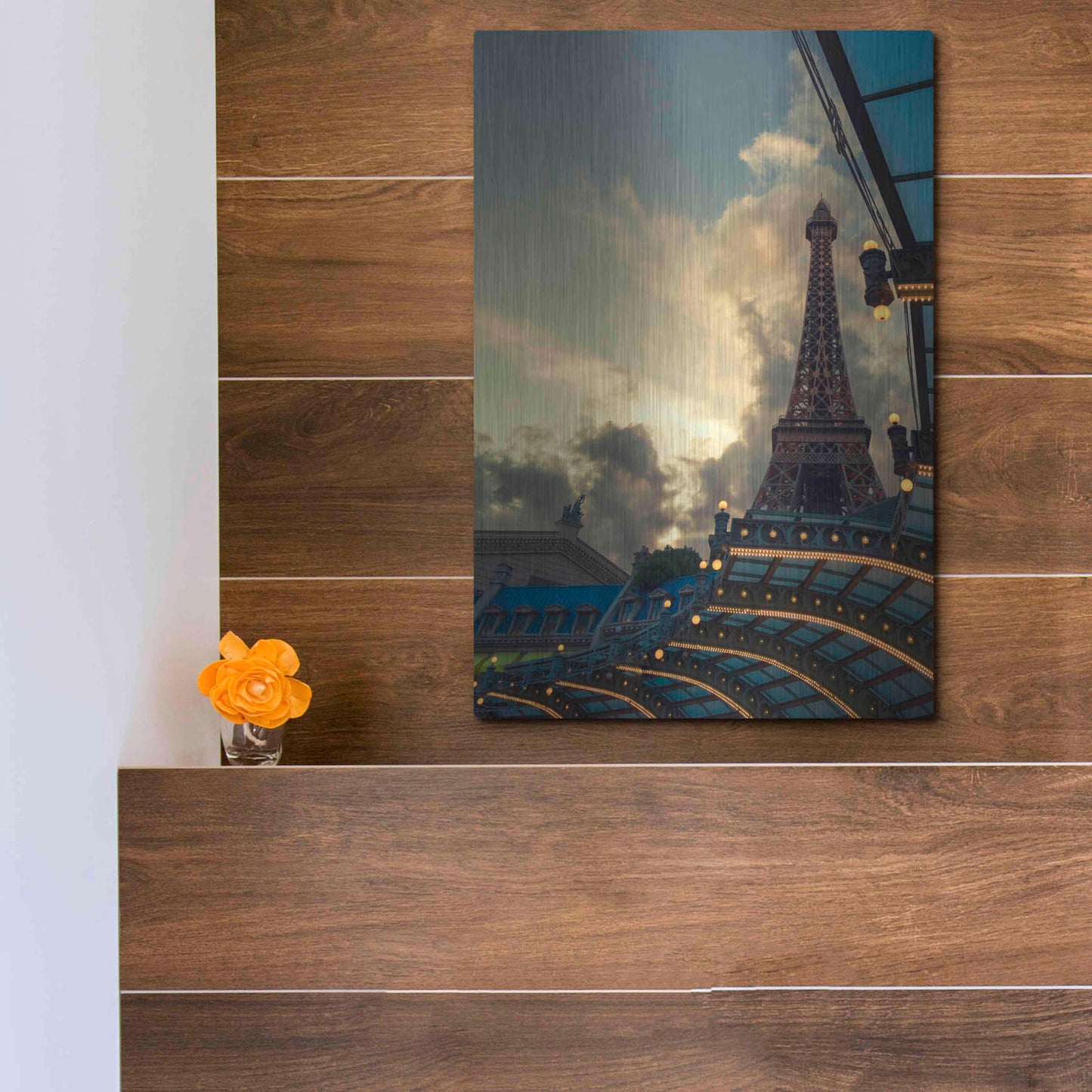 Luxe Metal Art 'Eiffel Vegas' by Sebastien Lory, Metal Wall Art,12x16