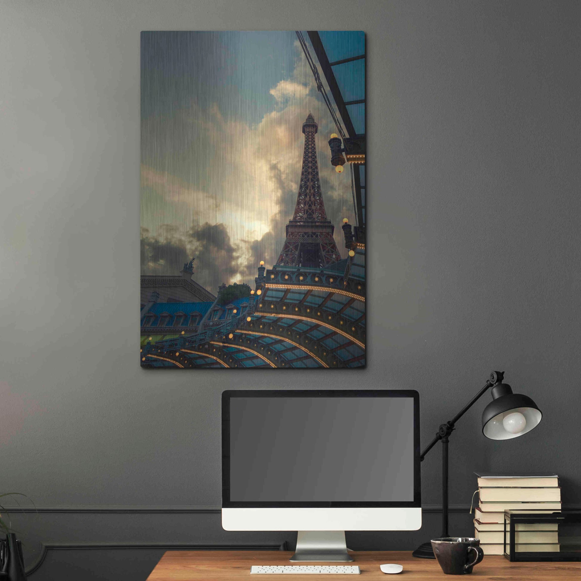 Luxe Metal Art 'Eiffel Vegas' by Sebastien Lory, Metal Wall Art,24x36