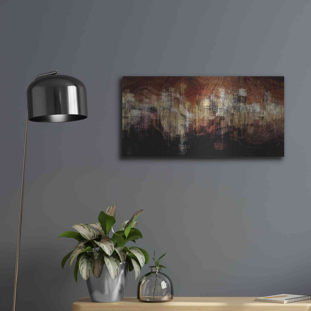 'City on the Edge' by David Manlove – Metal Wall Art, 24x12 room view