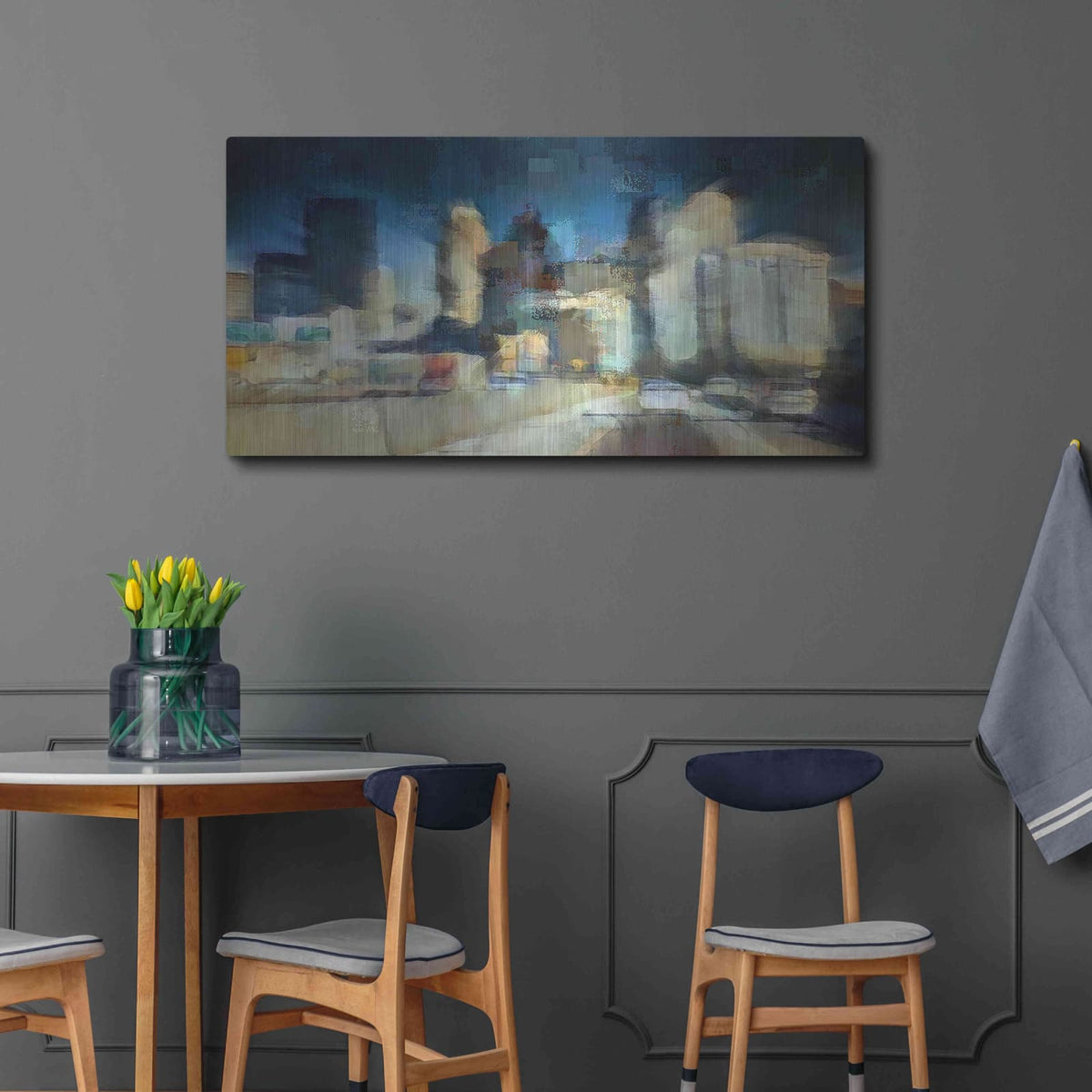 'City in Motion' by David Manlove – Metal Wall Art, 48x24 room view