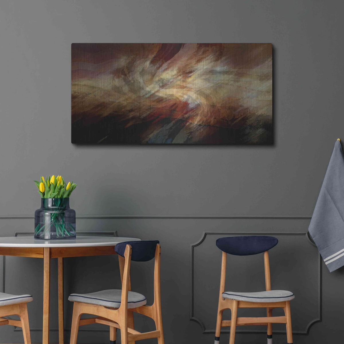 'Crimson Fire VI' by David Manlove – Metal Wall Art, 48x24 room view