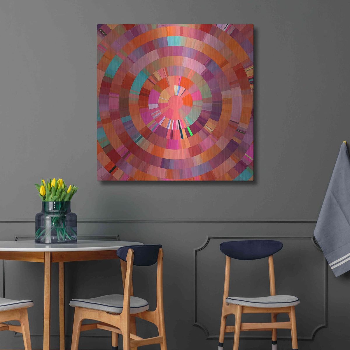 'Coral Radial 1' by David Manlove – Metal Wall Art, 36x36 room view