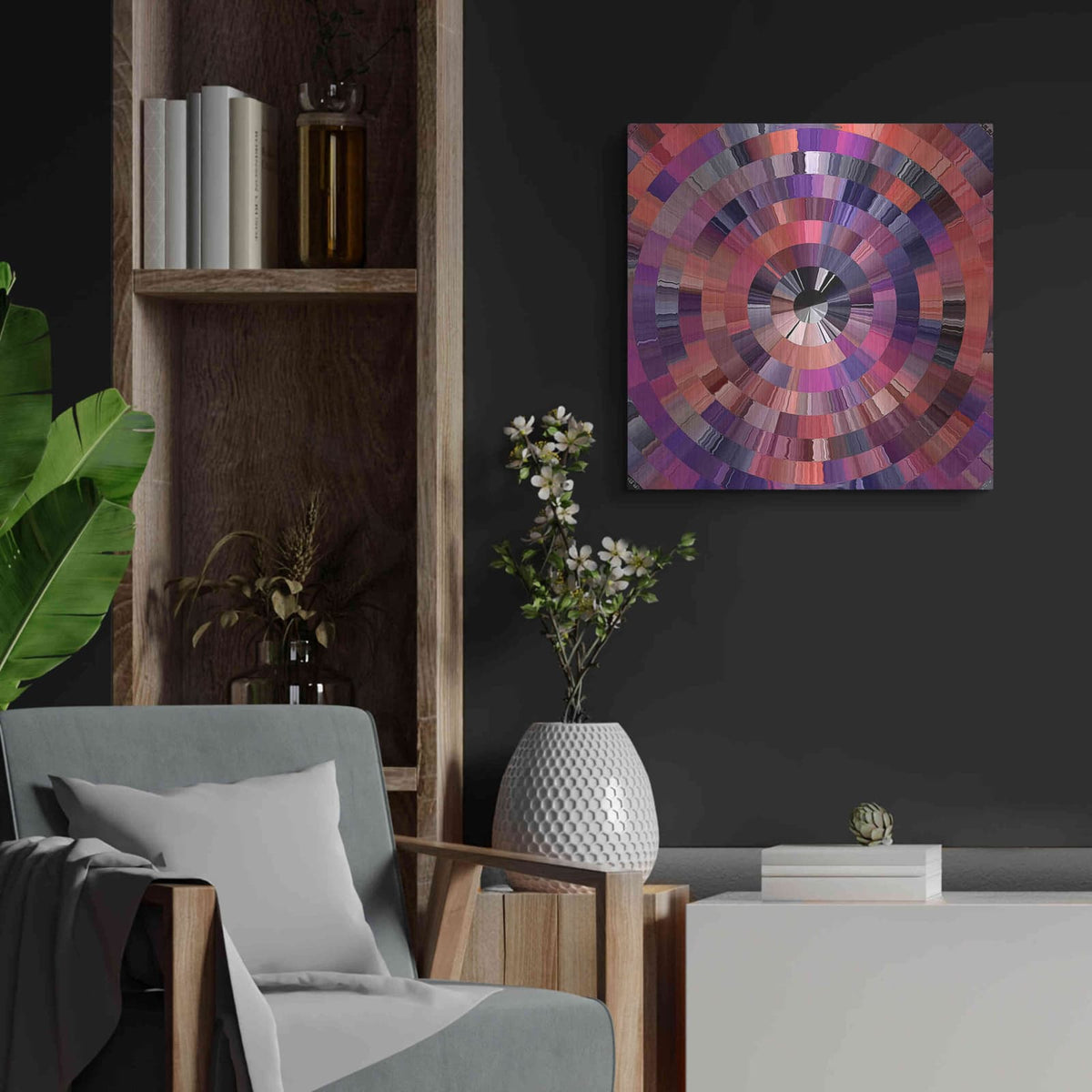 'Coral Radial 2' by David Manlove – Metal Wall Art, 24x24 room view