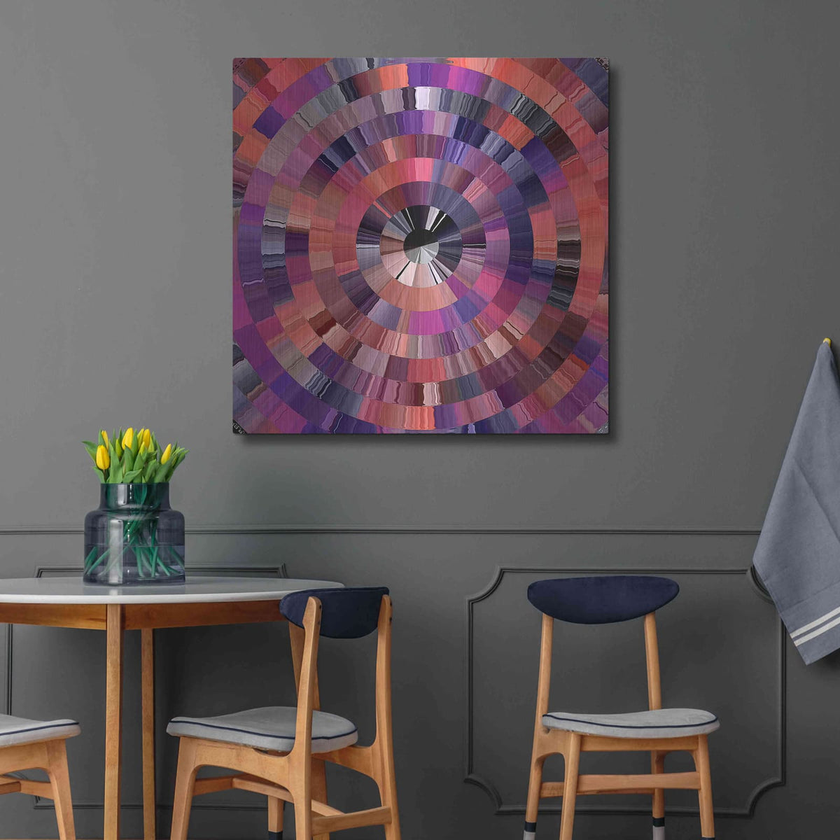 'Coral Radial 2' by David Manlove – Metal Wall Art, 36x36 room view