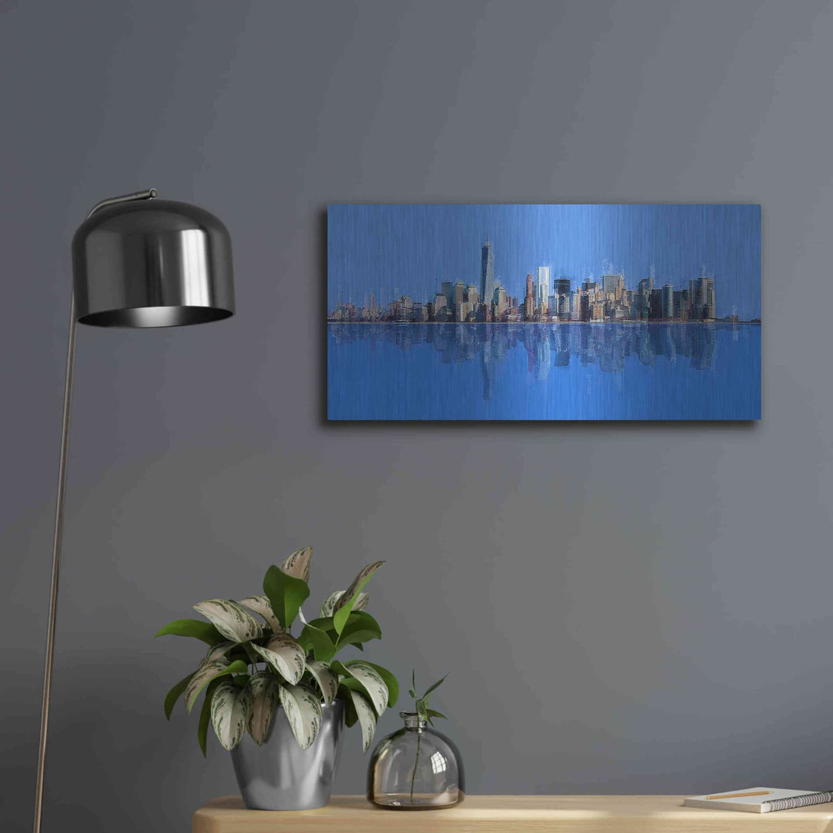 'New York Pan 10' by David Manlove – Metal Wall Art, 24x12 room view