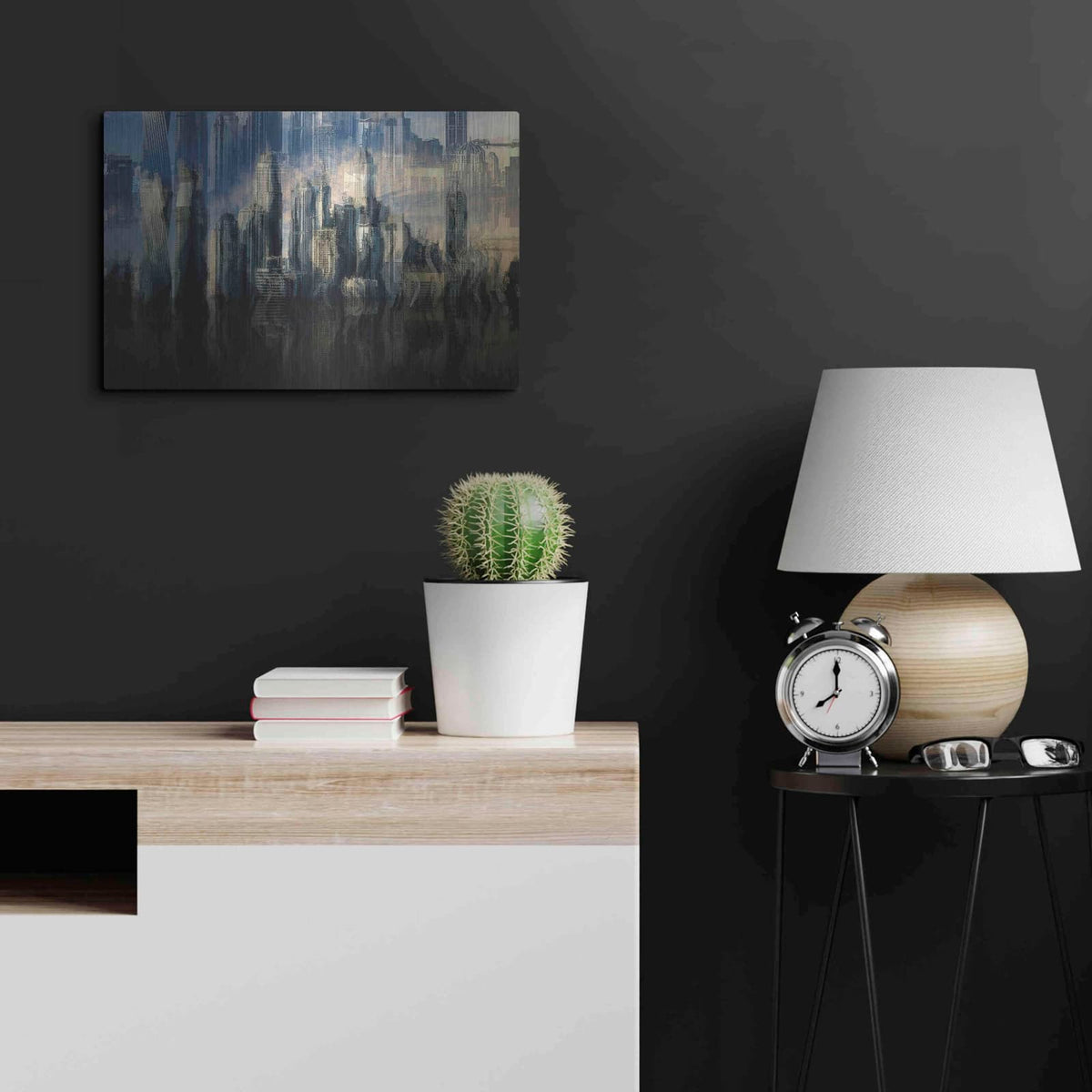 'City in the Sky' by David Manlove – Metal Wall Art, 24x16 room view