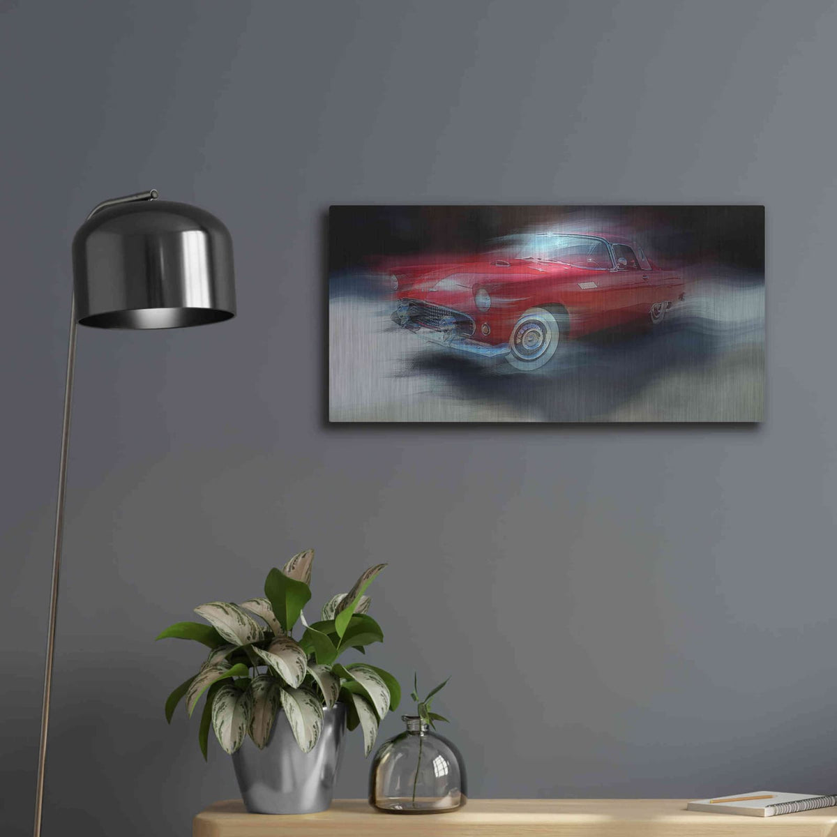 'Red Thunderbird' by David Manlove – Metal Wall Art, 24x12 room view