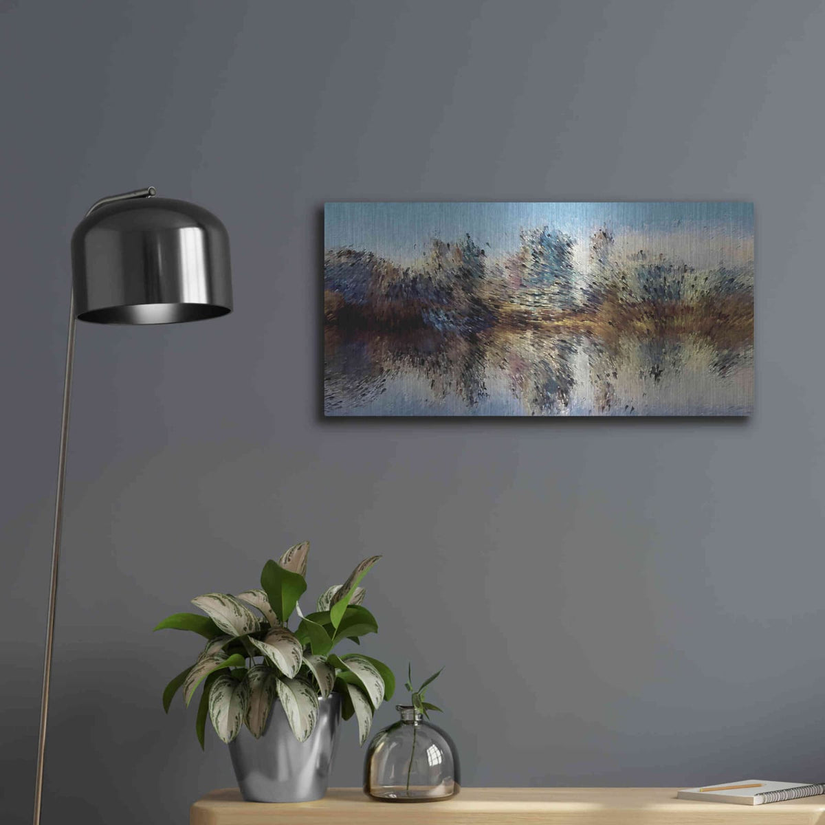 'Urban Lake Wind' by David Manlove – Metal Wall Art, 24x12 room view