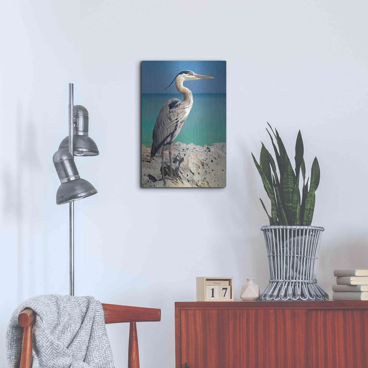 'Blue Heron' by Mike Jones – Metal Wall Art, 16x24 room view