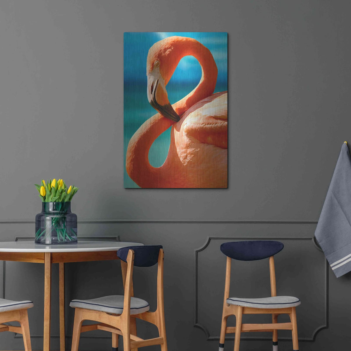 'Flamingo' by Mike Jones – Metal Wall Art, 24x36 room view