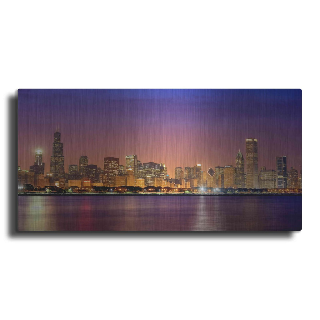 'Chicago Dusk full skyline' by Mike Jones – Metal Wall Art