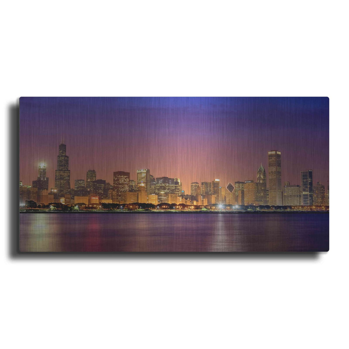 'Chicago Dusk full skyline' by Mike Jones – Metal Wall Art