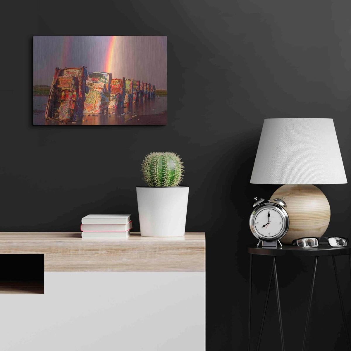 'Cadillac Ranch Rainbow' by Mike Jones – Metal Wall Art, 24x16 room view