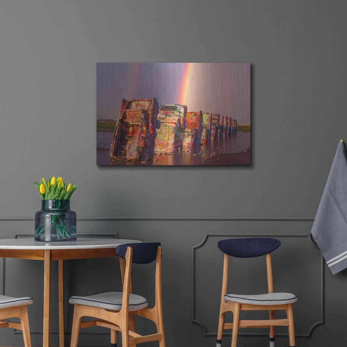 'Cadillac Ranch Rainbow' by Mike Jones – Metal Wall Art, 36x24 room view