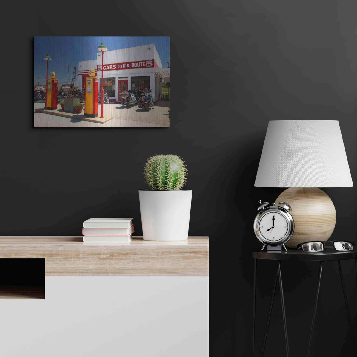 'Route 66 Kansas Kanotex' by Mike Jones – Metal Wall Art, 24x16 room view