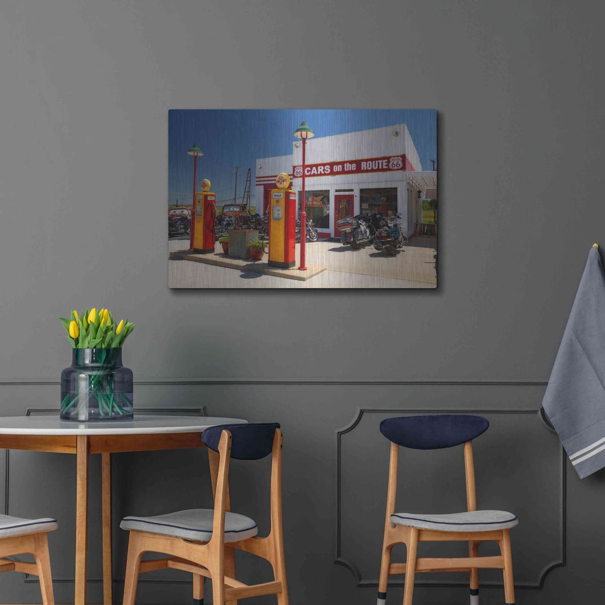 'Route 66 Kansas Kanotex' by Mike Jones – Metal Wall Art, 36x24 room view