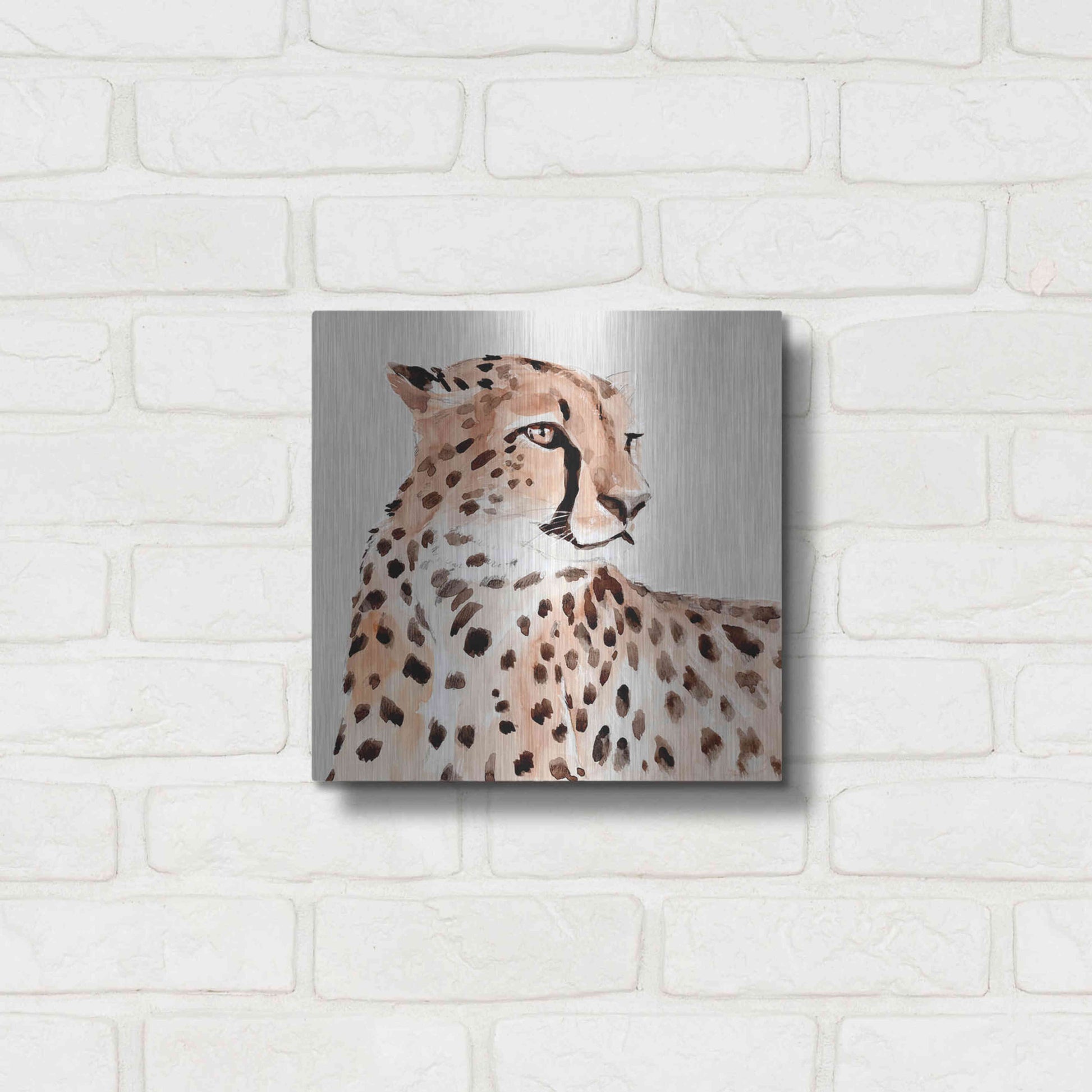 Luxe Metal Art 'Saharan Cheetah I' by Annie Warren, Metal Wall Art,12x12
