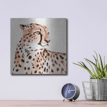 Luxe Metal Art 'Saharan Cheetah I' by Annie Warren, Metal Wall Art,12x12