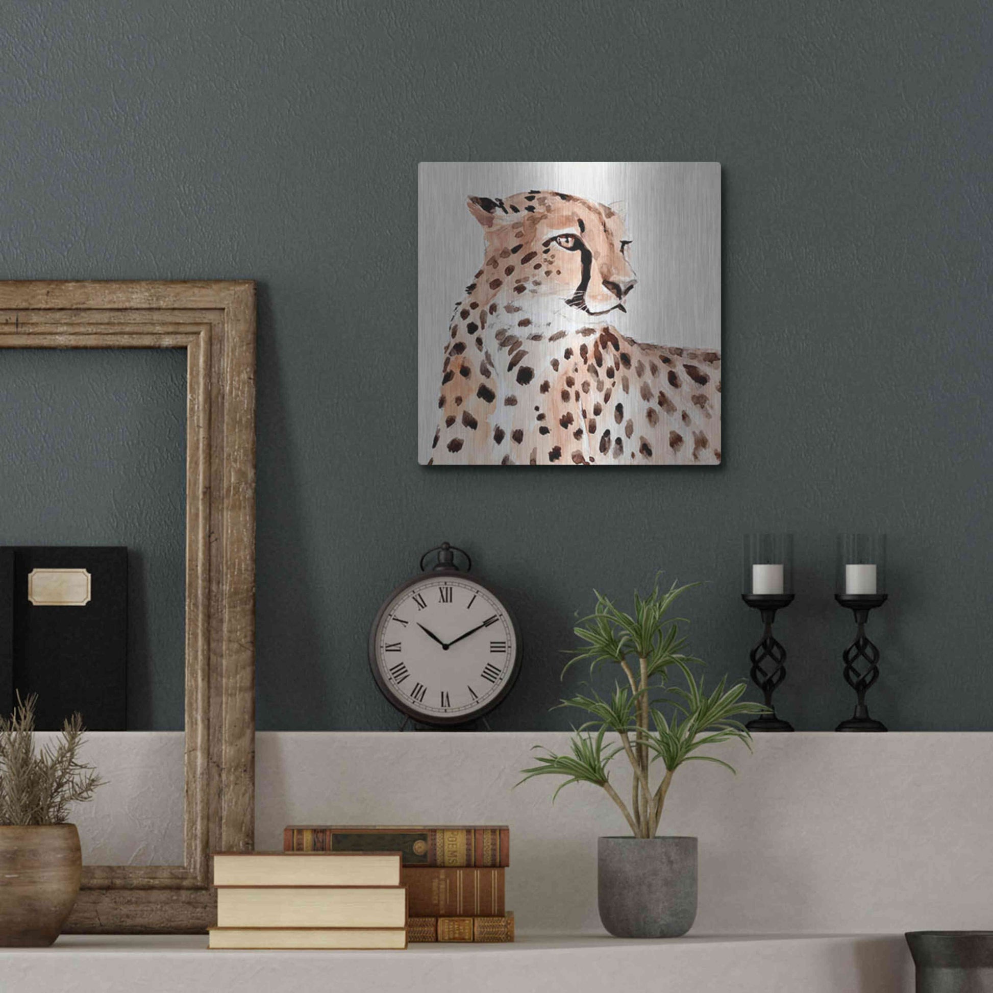 Luxe Metal Art 'Saharan Cheetah I' by Annie Warren, Metal Wall Art,12x12