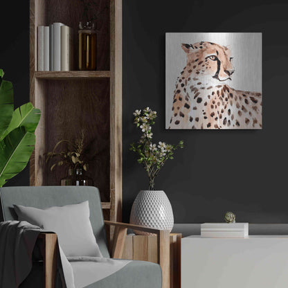 Luxe Metal Art 'Saharan Cheetah I' by Annie Warren, Metal Wall Art,24x24
