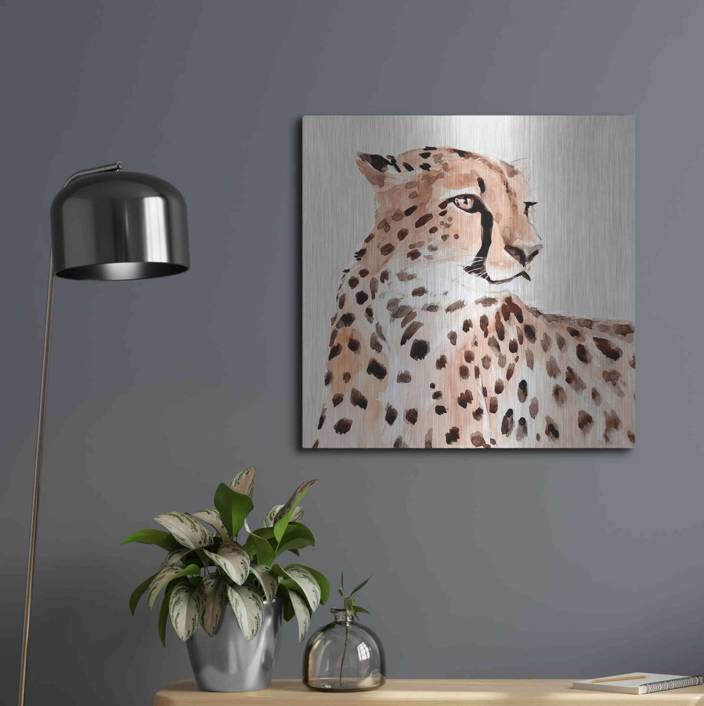 Luxe Metal Art 'Saharan Cheetah I' by Annie Warren, Metal Wall Art,24x24
