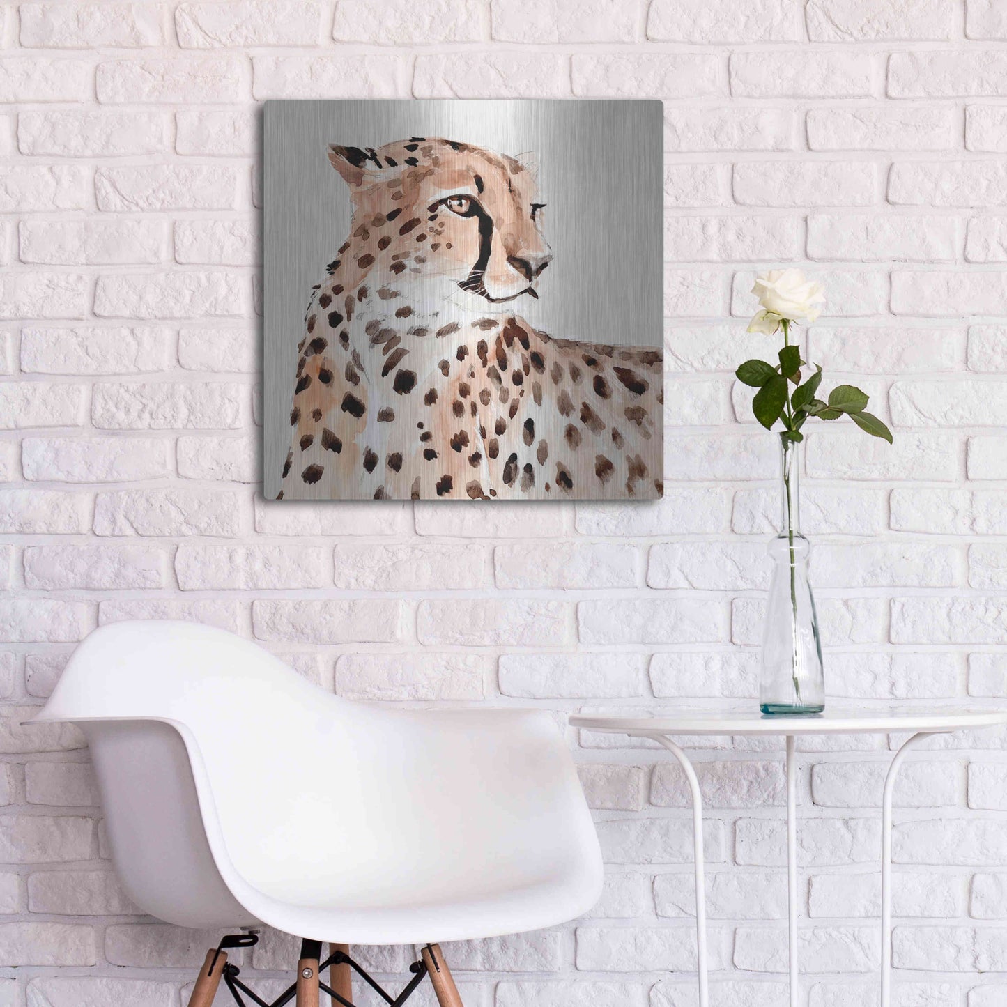 Luxe Metal Art 'Saharan Cheetah I' by Annie Warren, Metal Wall Art,24x24