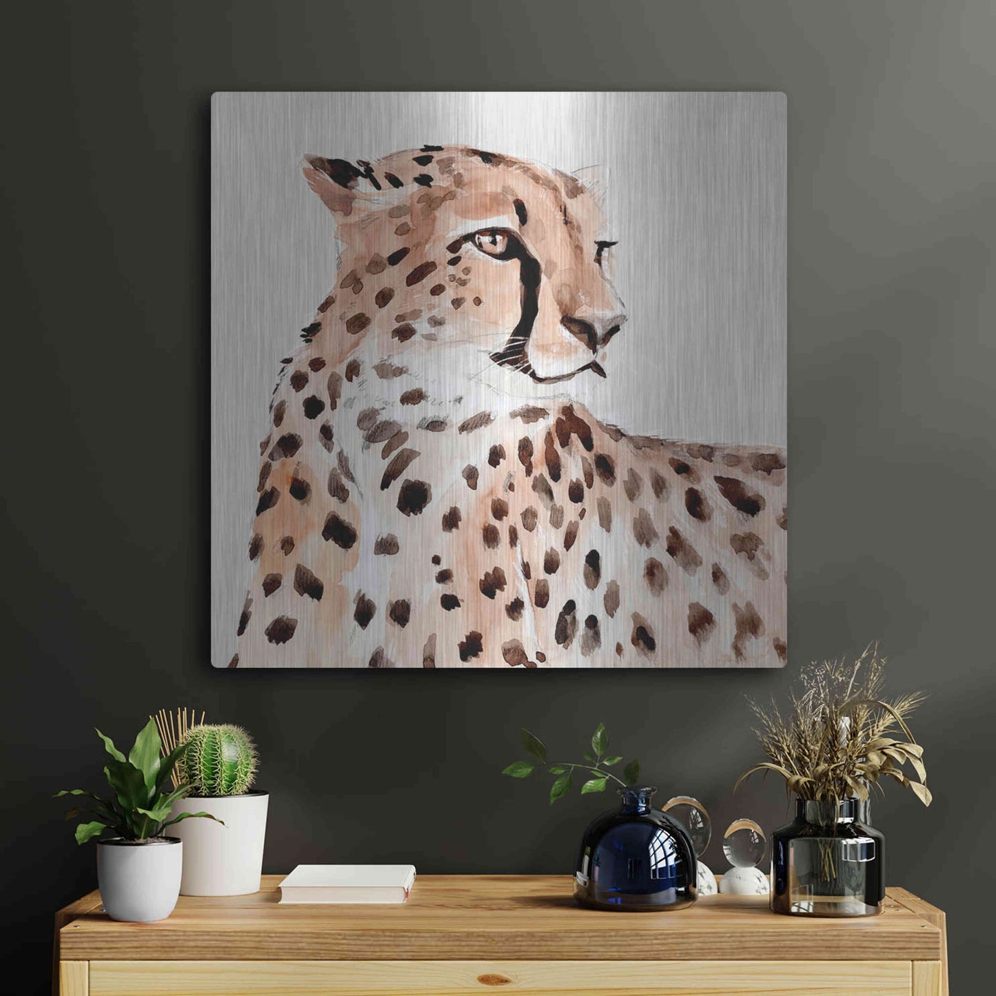 Luxe Metal Art 'Saharan Cheetah I' by Annie Warren, Metal Wall Art,24x24