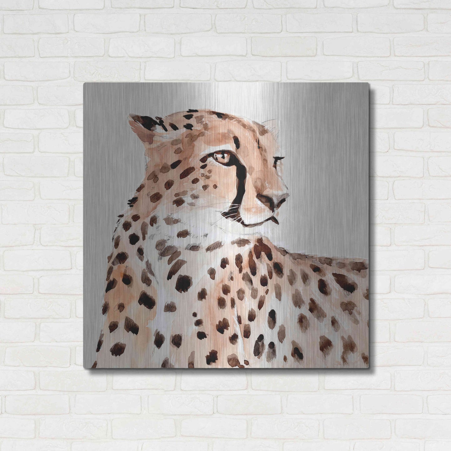 Luxe Metal Art 'Saharan Cheetah I' by Annie Warren, Metal Wall Art,36x36