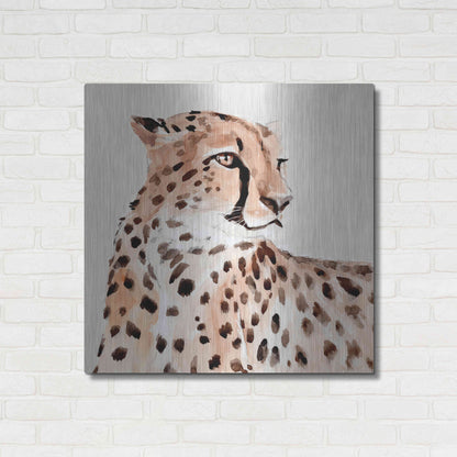 Luxe Metal Art 'Saharan Cheetah I' by Annie Warren, Metal Wall Art,36x36
